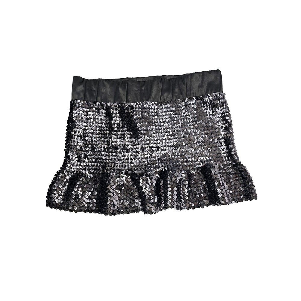 Chocolatte Medium Gunmetal Gray Sequin Mini Skirt Vintage 90s Y2K